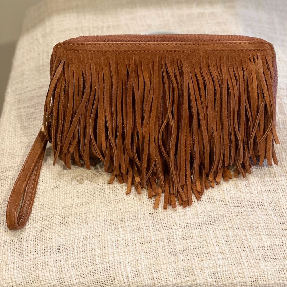 Bohemian Leather Clutch with Tassels